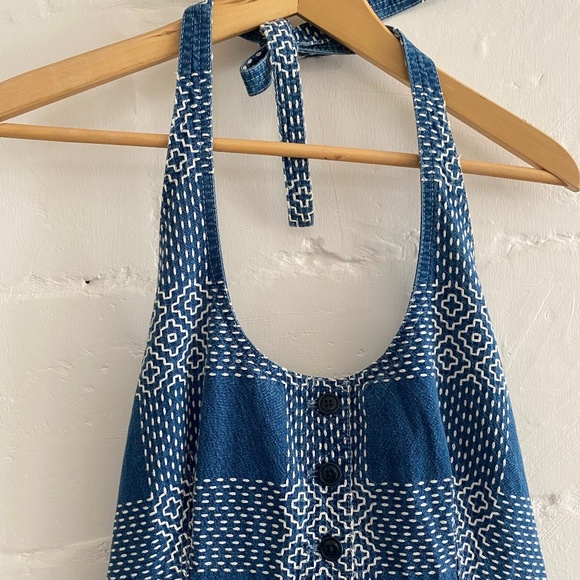 Blue Patterned Halter Dress - Picture 4 of 11